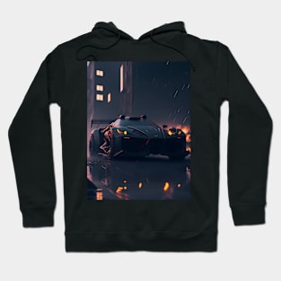 Dark Neon City Sports Car Hoodie